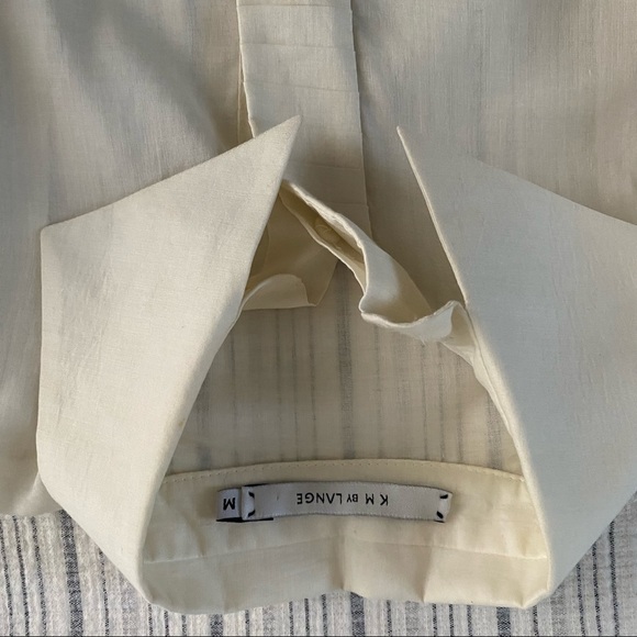 KM by Lange Cream Cotton Button Front Top Blouse - Picture 8 of 8